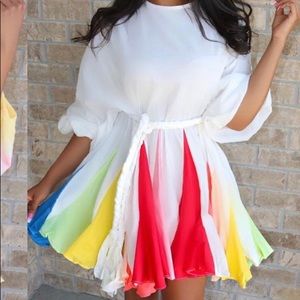 White and Multi-Color Sundress